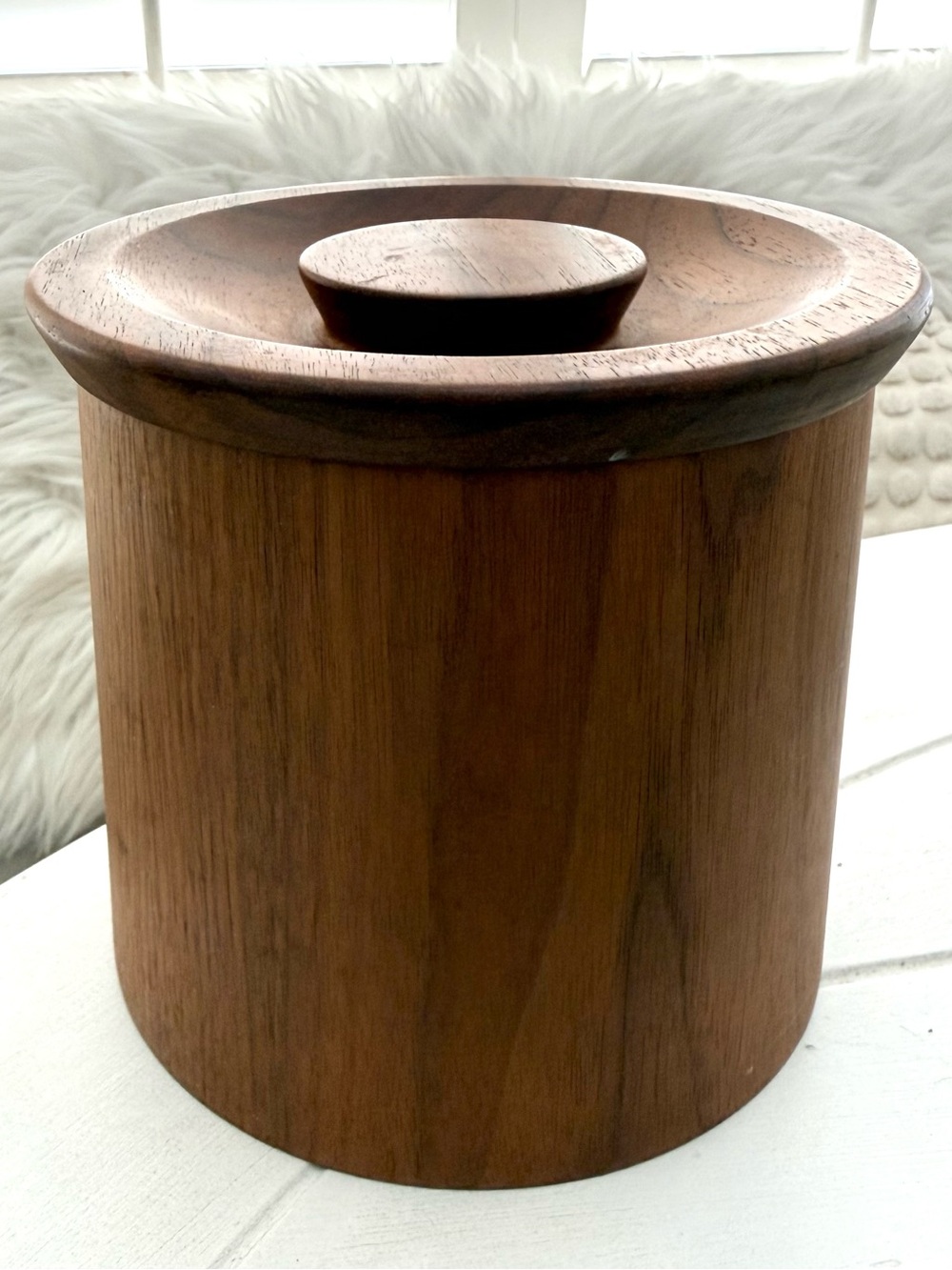 Vintage Gladmark Solid Teak Wood Canister MCM Danish Modern Lidded Storage Jar